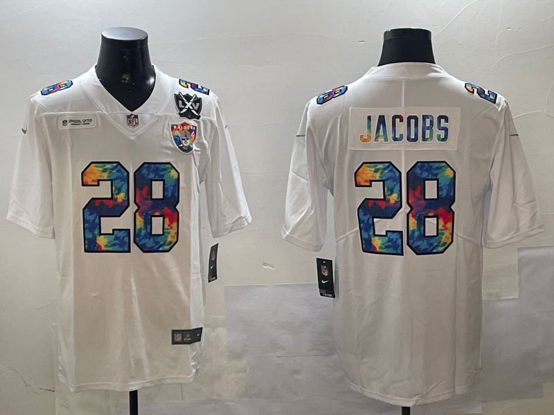 Men 2025 Oakland Raiders #28 Jacobs White Nike Limited NFL Jersey style 41->oakland raiders->NFL Jersey